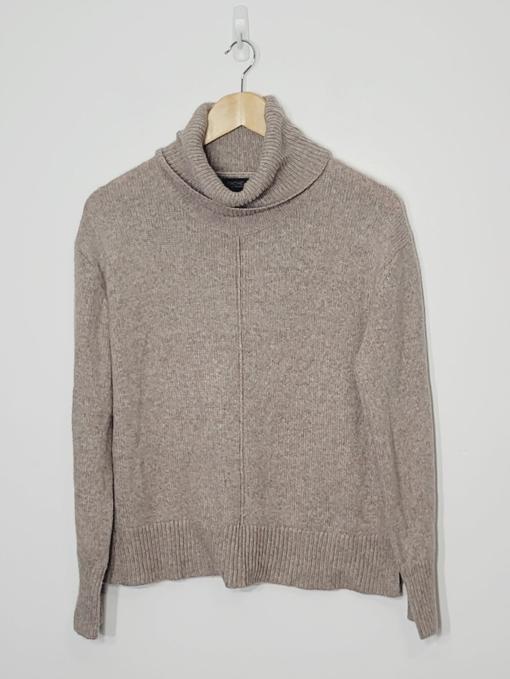 Rachel Zoe Beige Taupe Brown Knitted Turtleneck Loose Fit Sweater Size Small